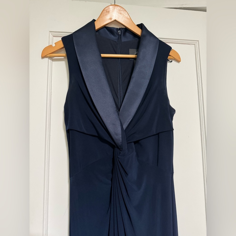 Adrianna Papell Women’s Jersey Tuxedo Gown - Navy, Size 6 - Picture 7 of 13
